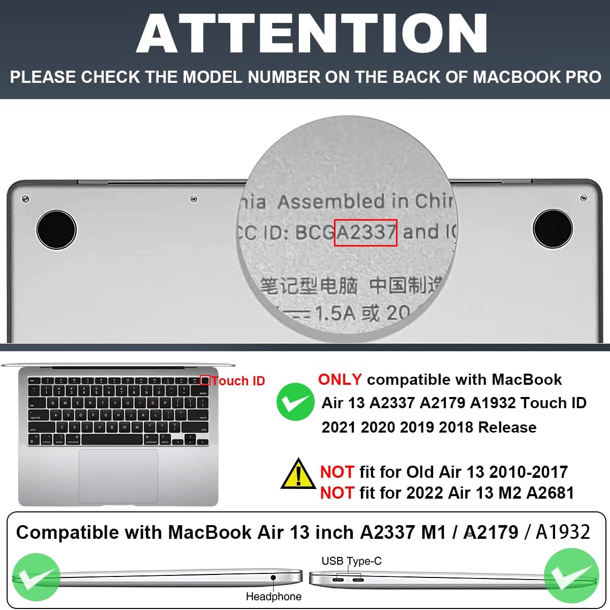 Compatible with 2021 2020 MacBook Air 13 inch Case M1 A2337 A2179 A1932 2018 2019 Release, Pattern Plastic Hard Shell Case & Keyboard Cover for Mac Air 13.3 Touch ID, Tin Foil Butterfly