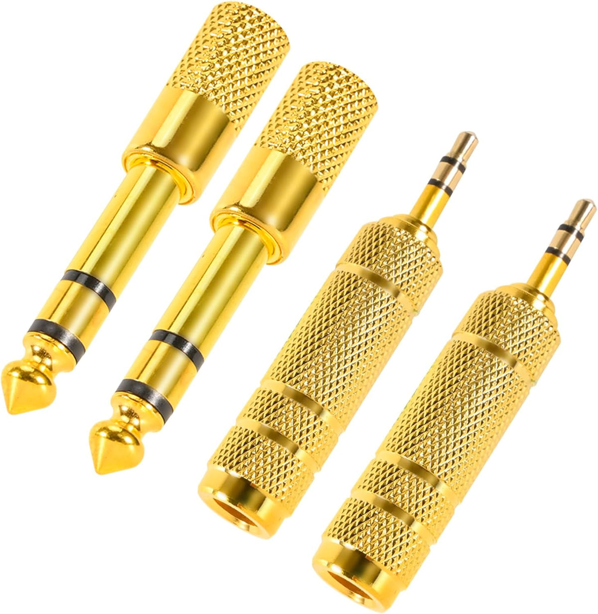 4 Pack Headphone Jack Adapter - 3.5mm (1/8 inch) Male to 6.35mm (1/4 inch) Female and 6.35mm (1/4) to 3.5mm (1/8) Audio Adapter for Player, Headphone, Guitar Amplifier