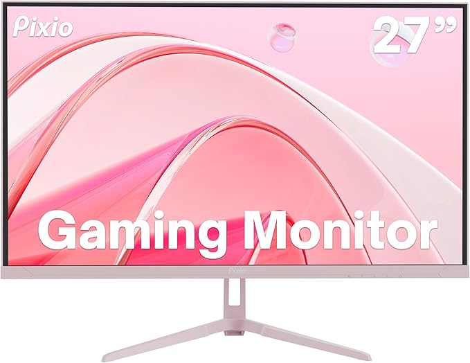 Pixio Two PX278 Wave Pink 27 inch 180Hz Refresh Rate FHD 1440p Resolution Fast IPS Panel 1ms GTG Response Time Gaming Monitor and PS1D Wave Pink Dual Monitor Arm - Fits up to 32 inches and 19.8lbs
