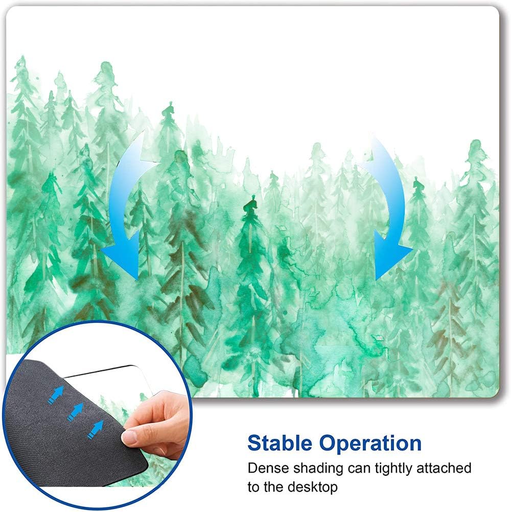 Green Forest Mouse Pad, Watercolor Trees Mouse Pad, Gaming Mouse Mat Square Waterproof Mouse Pad Non-Slip Rubber Base MousePads for Office Home Laptop Travel, Abstract Fog Forest