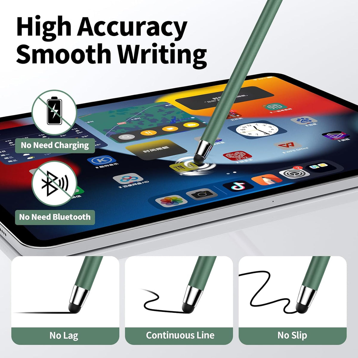 Stylus Pen for Touchscreen,5 PCS Stylus,2-in-1 Stylus Pen for iPad, High Sensitivity Precision Suitable for All Touch Screens of iPhone/ipad/Android Tablet(Black/White/Gray/Gold/Dark Green)