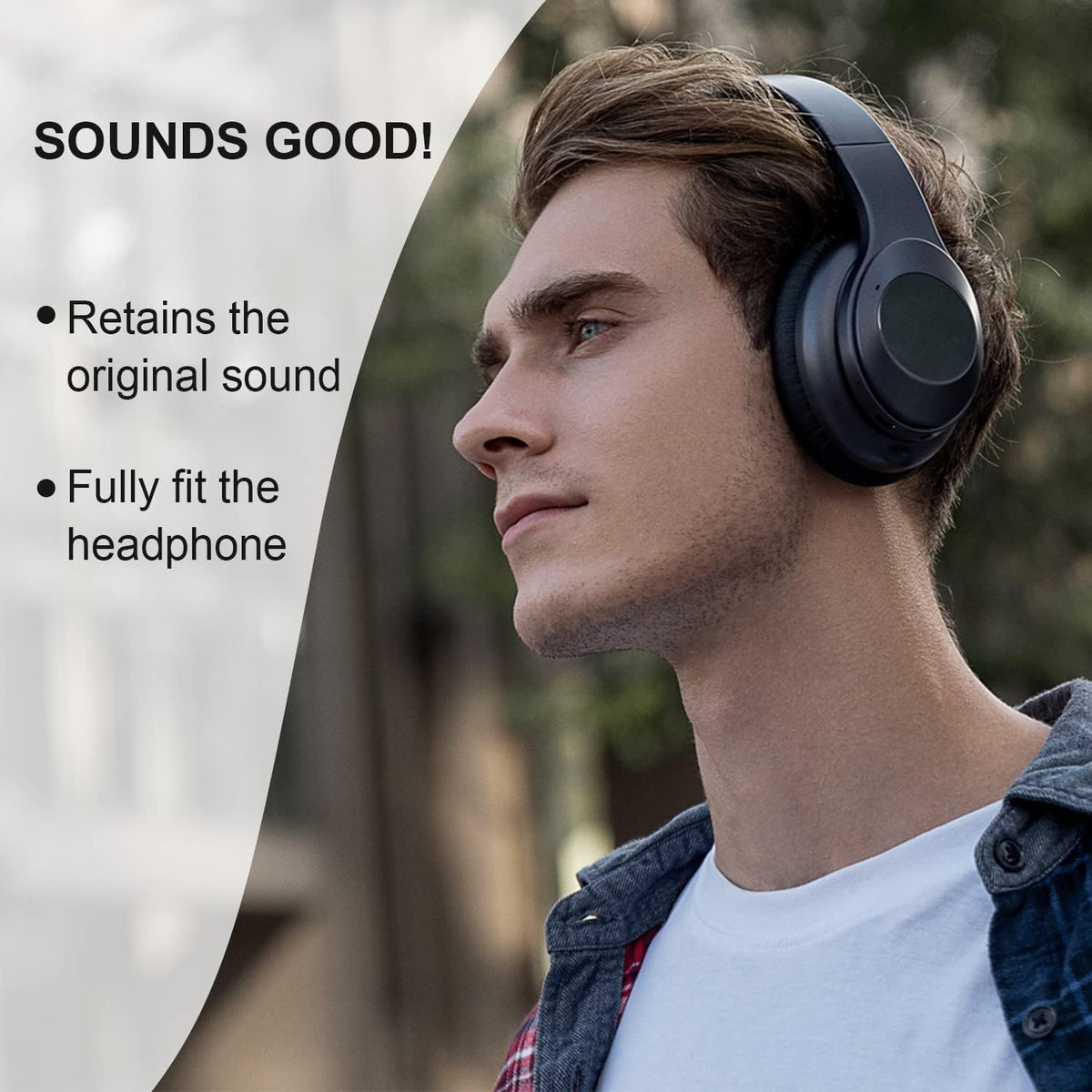 Replacement Ear Pads for Bose QuietComfort 35 35 II 15 25(qc 35 25 15/QC35 ii), Headphone Ear Covers, High Density Memory Cotton, Soft Leather, Adaptive Noise Isolation Headphones Pads Cushions