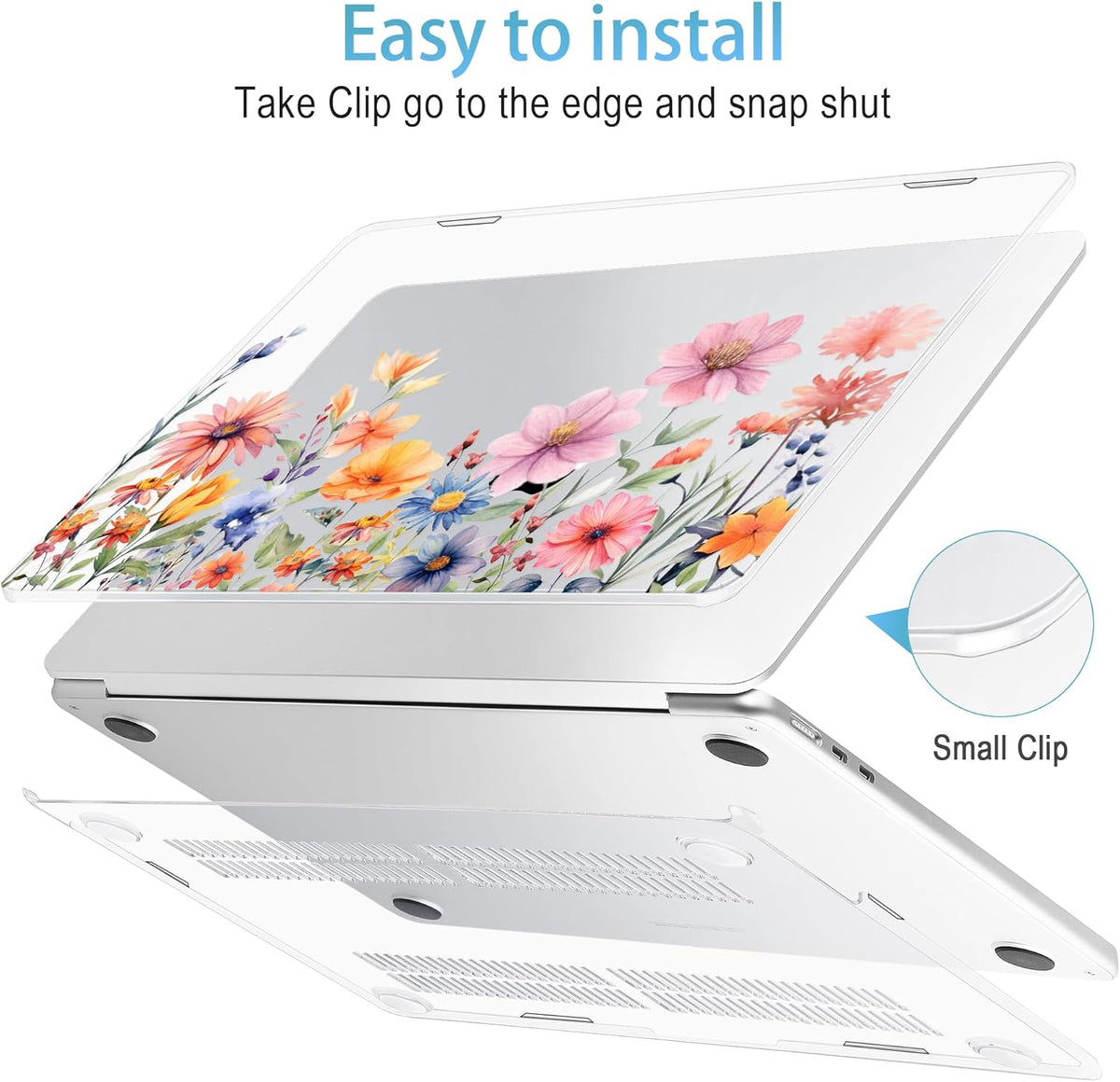 Mektron for 2025 M4 MacBook Air 13.6 Inch A3240 Case Fits 2023 A2681 M2 2024 A3113 M3 Chip with Liquid Retina Display Touch ID, Printed Plastic Hard Shell Cover for MacBook Air 13.6", Floral P165