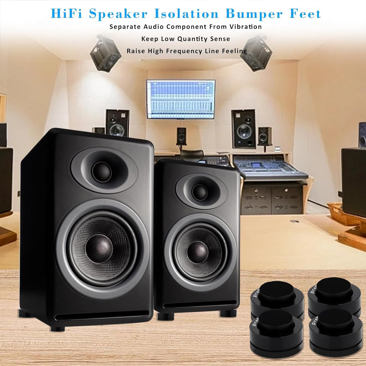 Preffair 4 Pcs Turntable Anti-Vibration Isolation Feet Speaker Feet Isolators Subwoofer Shock Absorber Stand Speaker Cone Pads with Ceramic Beads for DAC Recorder, HiFi Amplifier (Aluminum Alloy)