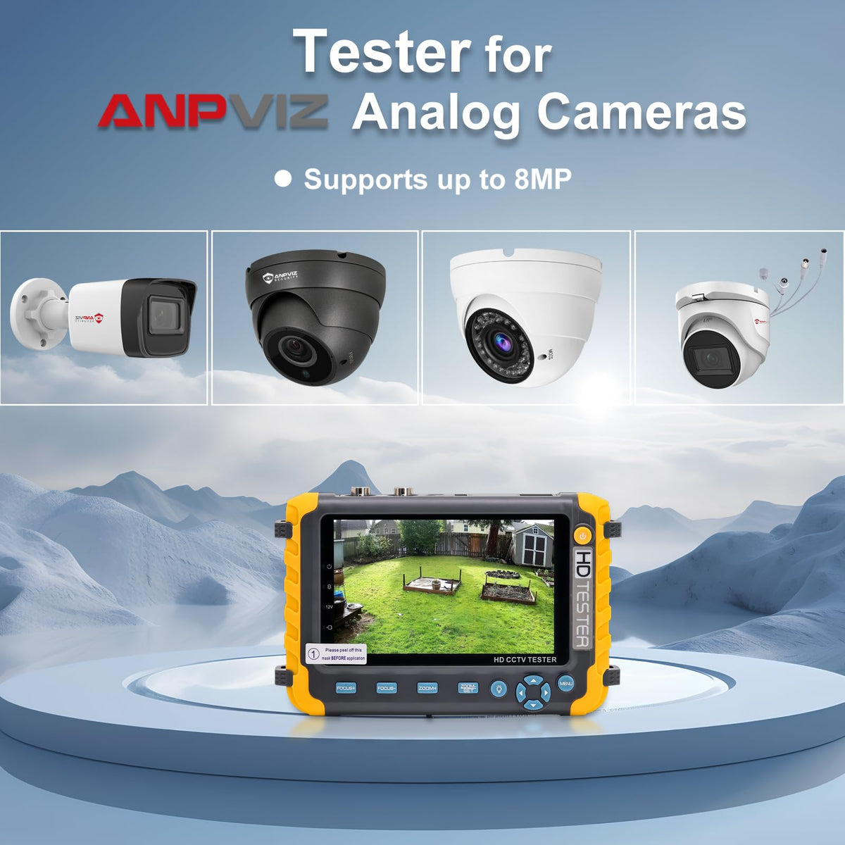 Anpviz 5 Inch 4 in 1 CCTV Monitor Tester, AHD/TVI/CVI/CVBS Coaxial Analog Video CCTV Tester, UTP/PTZ Cable Test for 1080P/3MP/4MP/5MP/8MP Analog