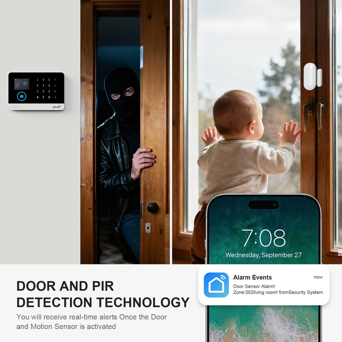 PGST Wireless Alarm System,WIFI/4G Home Security Systems with DIY Expandable Door and Motion Sensor,Tuya APP Instant Alerts,Compatible