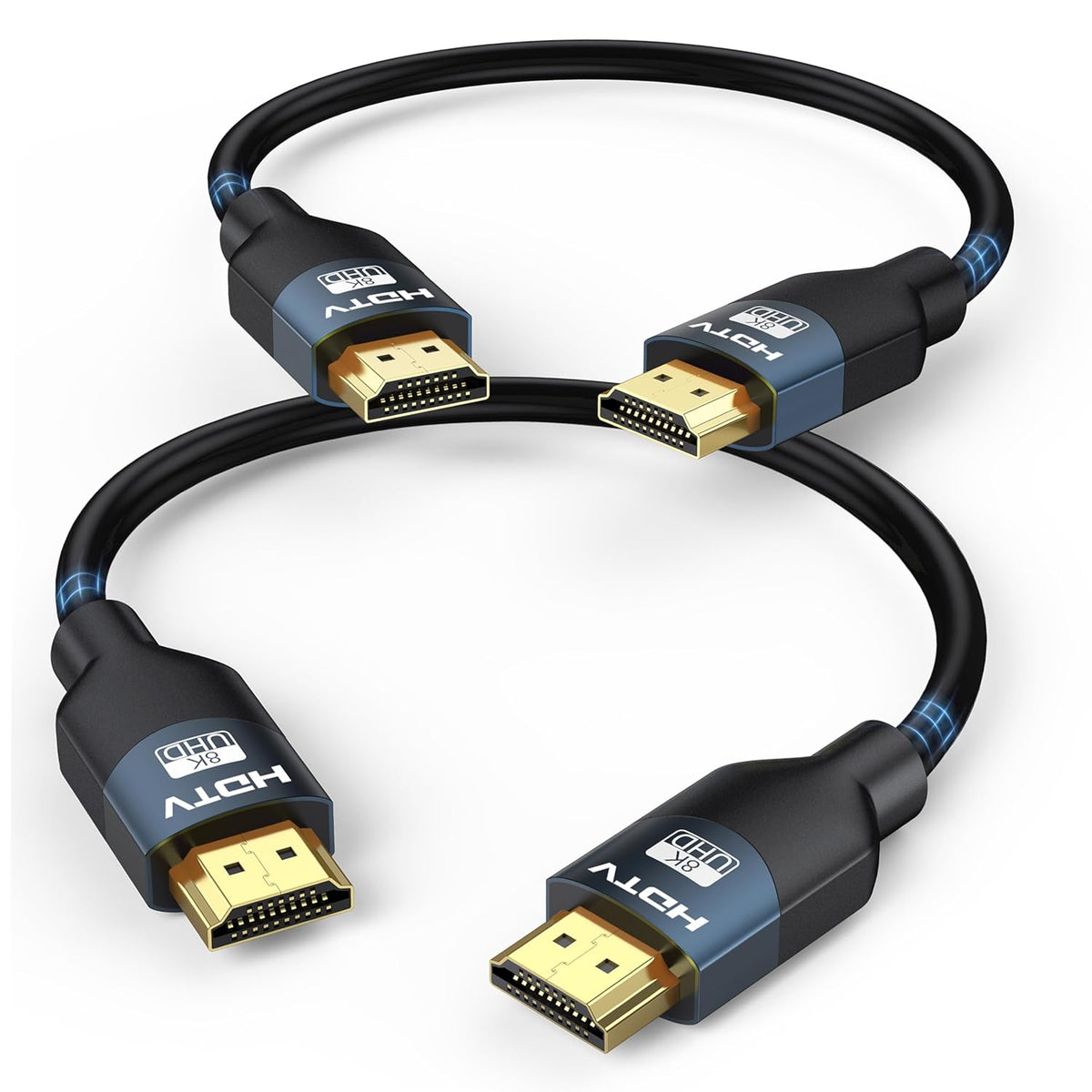 8K 2.1 0.5FT6Inch2-Pack, 48Gbps HDR10+, 2.3 HDMI Cable Ultra High Speed HDMI Cord, Support eARC, SBTM, QMS, CEC, HDCP