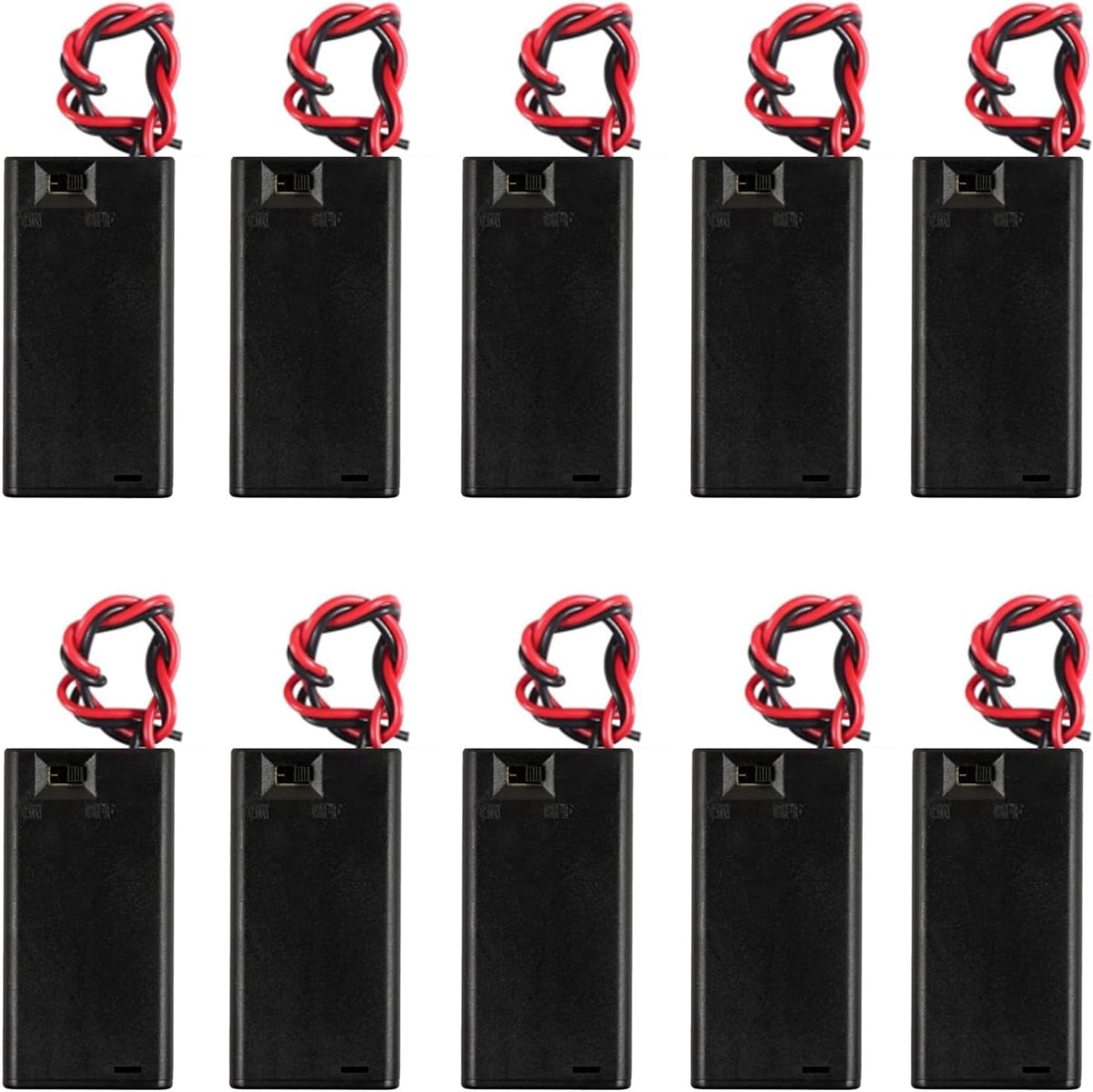 AEDIKO 10pcs 2 2X 1.5V AA Battery Holder with Switch AA Battery Holder Case with Wire AA Battery Holder with ON/Off