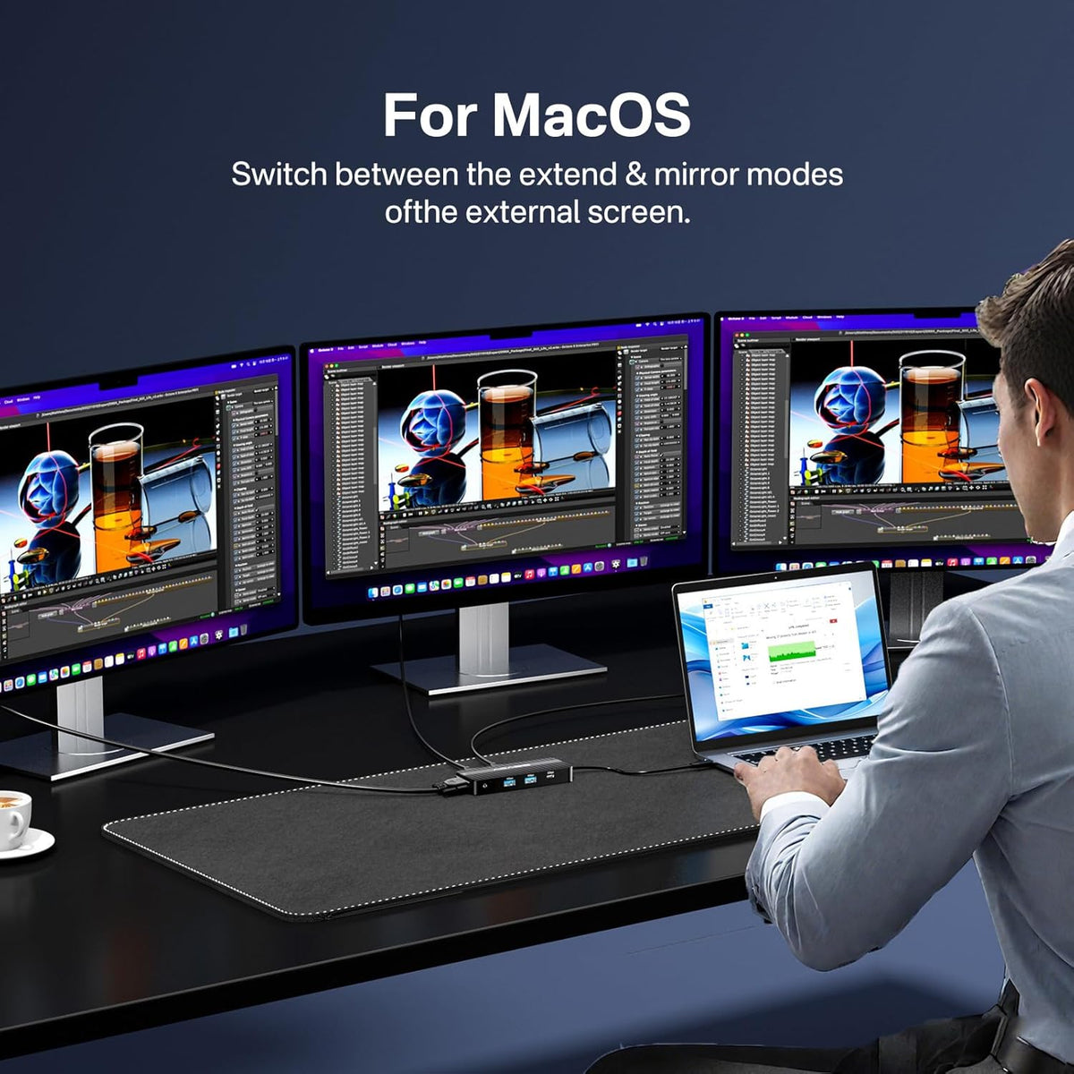 ACASIS Monitors,8-in-1 2*HDMI +3 5G USB-A/C+3.5MM Audio+PD100W, USB C Docking Station Dual Laptop Docking Station