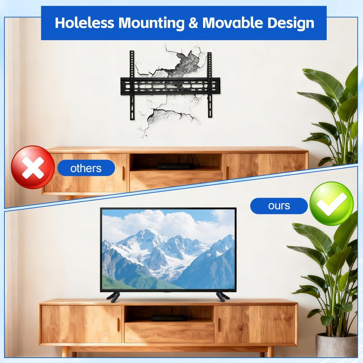 DECHOUS 32-55 Inches TV Base Stand Legs Compatible with Roku TV - Plastic TVs Legs Replacement with Screws, Easy