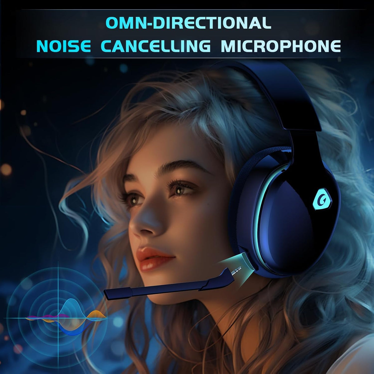 2.4GHz Wireless Gaming Headphones for PS5, PS4 Fortnite & Call of Duty/FPS Gamers, PC, Nintendo Switch, Bluetooth 5.3 Gaming Headset with Noise Canceling Mic, Stereo Sound, 40+Hr Battery -Black