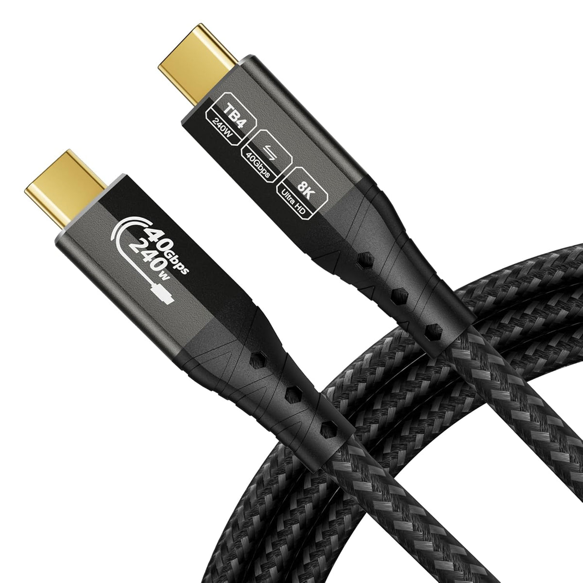 8K/4K 4 10FT/3m, 40Gbps 240W USB4 3, 16 ZIKNYDO for Thunderbolt Cable Data Transfer, Cable, USB C Monitor Cable