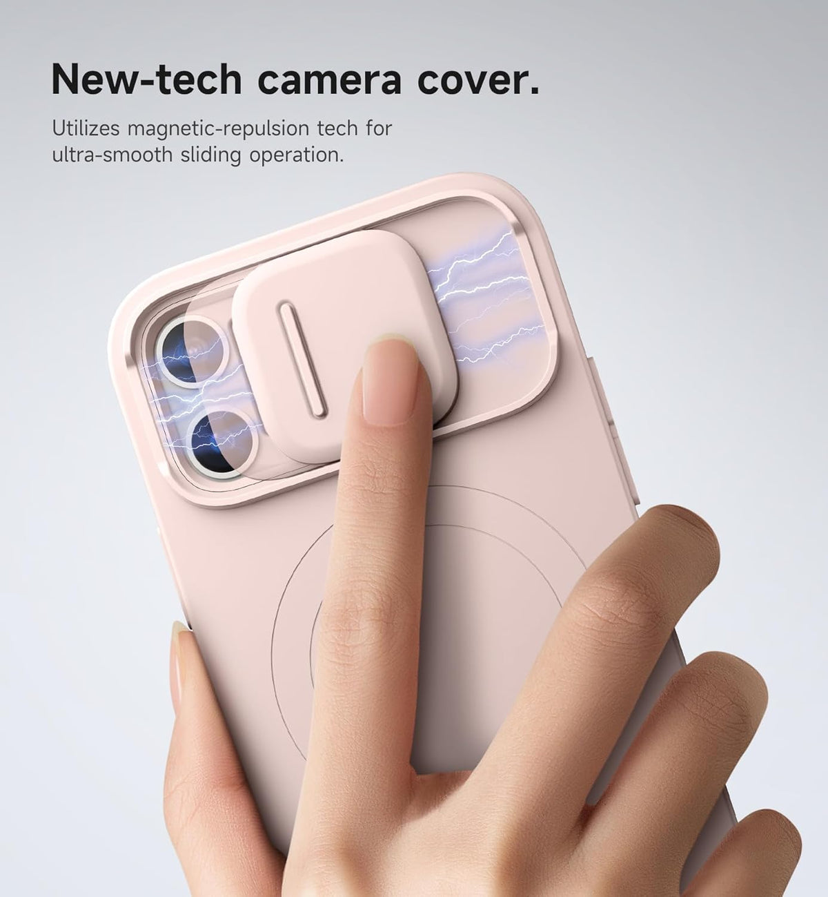 SURITCH for iPhone 12/12 Pro Case with Magnetic Camera Slide Cover and Adjustable Kickstand, Compatible with MagSafe, Shockproof Bumper Case Slim Protective Cover for iPhone 12/12 Pro 6.1 Inch, Pink