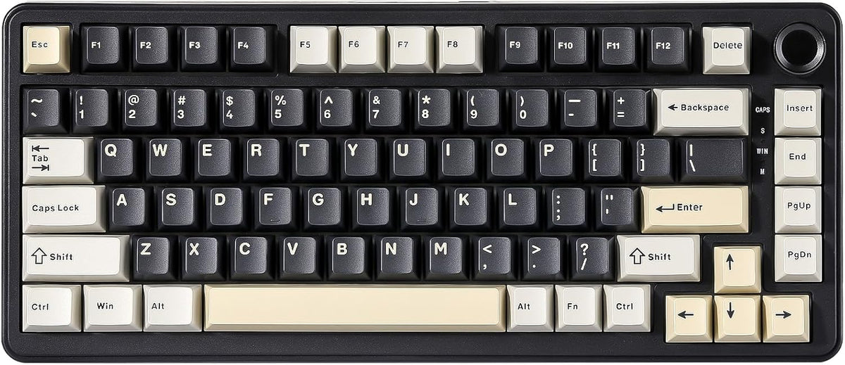 YUNZII B75 Mechanical Keyboard,75% Layout with Knob,Hot Swappable RGB Backlit Gasket Mounted, Creamy Typing, Double-Shot PBT Keycaps,Cherry Profile,for Win/Mac (Black, Blue Grey Tactile Switch)