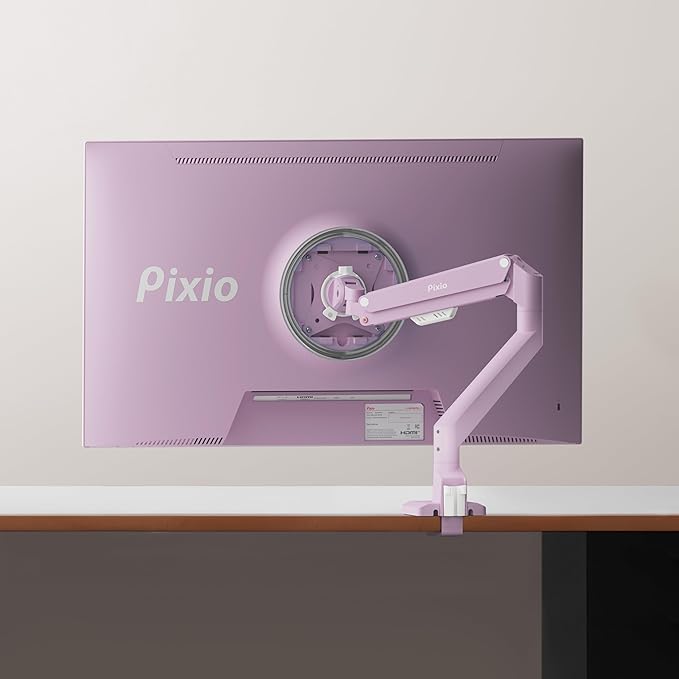 Pixio PX278 Wave Pink 27 inch 180Hz Refresh Rate FHD 1440p Resolution Fast IPS Panel 1ms GTG Response Time Gaming Monitor and PS1S Wave Pink Single Monitor Arm - Fits up to 32 inches and 19.8lbs