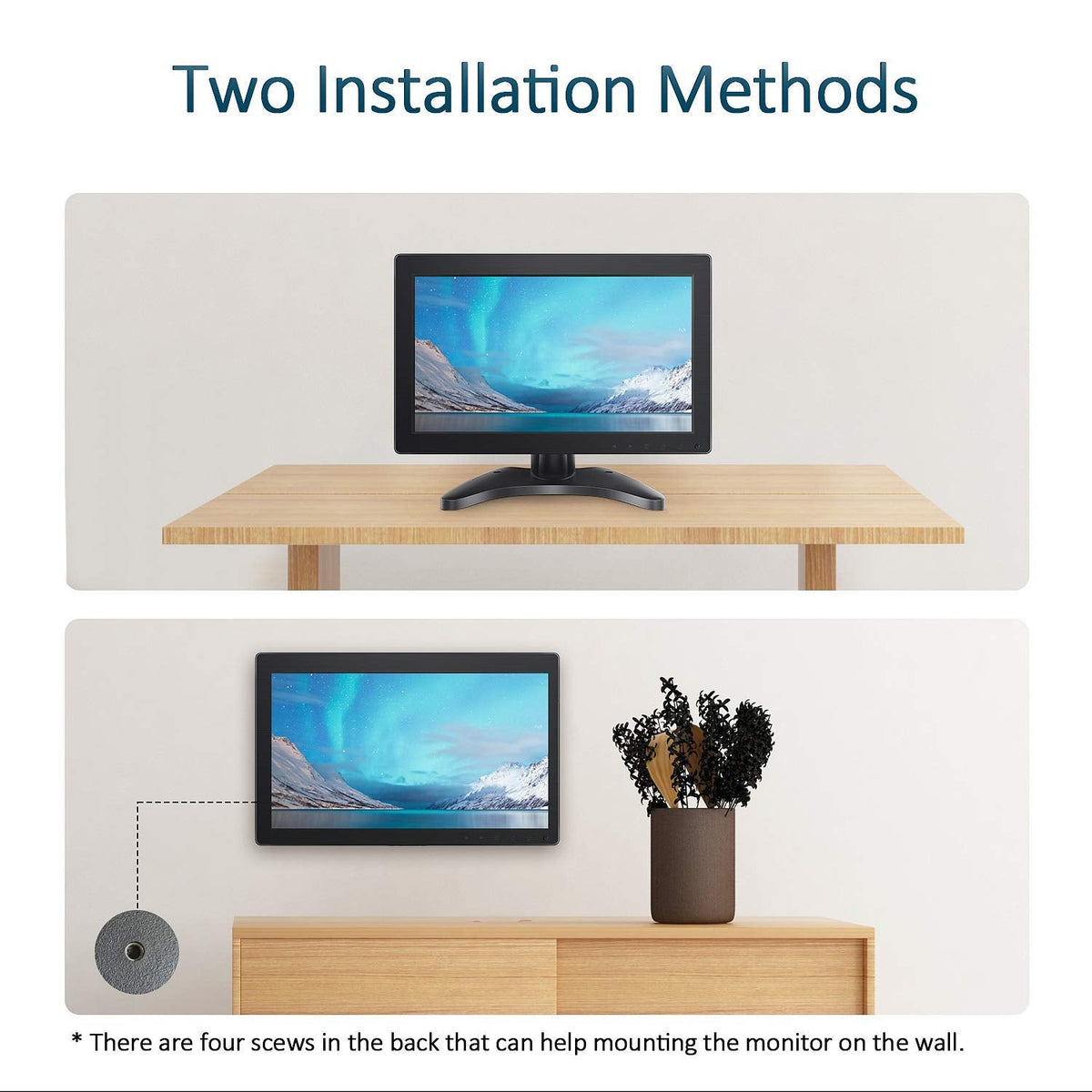 OWLVISION Security Monitor 11.6 Inch, 1920x1080 Compact Touch Screen Monitor with HDMI/VGA/USB Port, Built-in Dual Speakers External Display