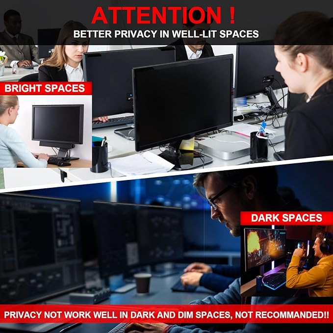 Hoktods Magnetic Computer Privacy Screen Filter 21.5 Inch, Removable Hanging Aluminum Alloy Privacy Shield for 16:9 Widescreen Monitor, Anti Spy Anti Scratch Anti Glare Blue Light Screen Guard
