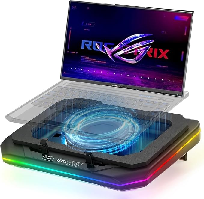 Cooling Pad for Asus ROG Strix G Gaming Laptop Cooler with Powerful Turbo Cooling Fan Can Fast Cooling CPU+GPU 40°C Variable Speed6 RGB Light