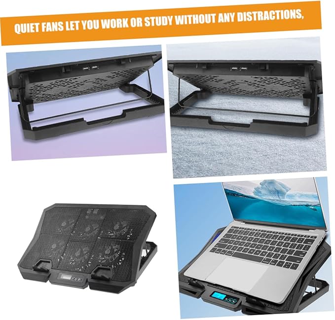 Laptop Cooling Pad 15.6 Inch Silent Computer Cooler Stand with Adjustable Fan Speed and Blue LED for Portable Notebook Cooling and Storage