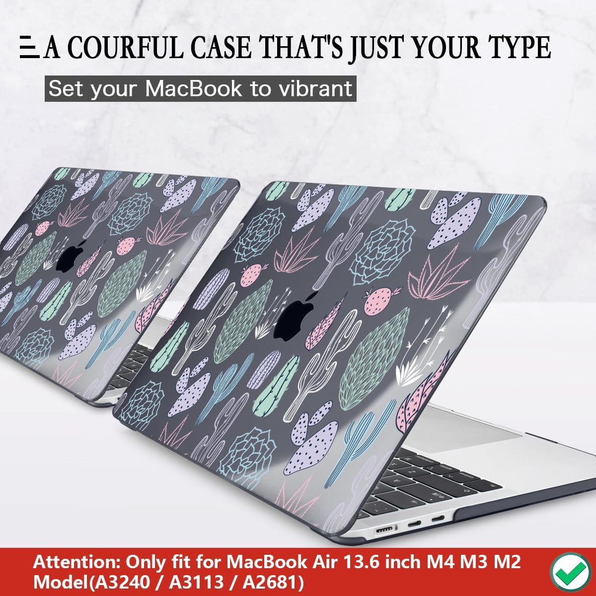 CISSOOK Laptop Hard Shell Case for MacBook Air 13.6 Inch Case 2025 2024 2022 Release Model A3240 A3113 A2681 Cute Cacti Shell with Keyboard Cover for MacBook Air 13-inch M4 M3 M2 Chip, Cactus