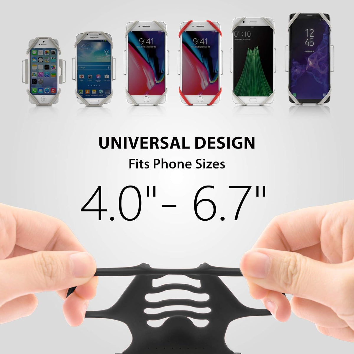 【Bone】 Run Tie Running Armband Phone Holder for Apple iPhone 14 13 12 11 Pro Max Mini XS XR X 8 7 Samsung Galaxy S10 S9 S8 Smartphone, Phone Size 4-6.7" (Black/Arm Size 9.8-15.7")