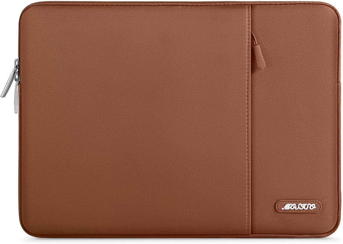 MOSISO Laptop Case 15 inch, 15 inch Laptop Sleeve Compatible with MacBook Air 15 M4 A3241 M3 A3114 M2 A2941 2025 2024 2023,Dell XPS 15,Polyester Vertical Computer Sleeve Bag with Pocket, Caramel Brown