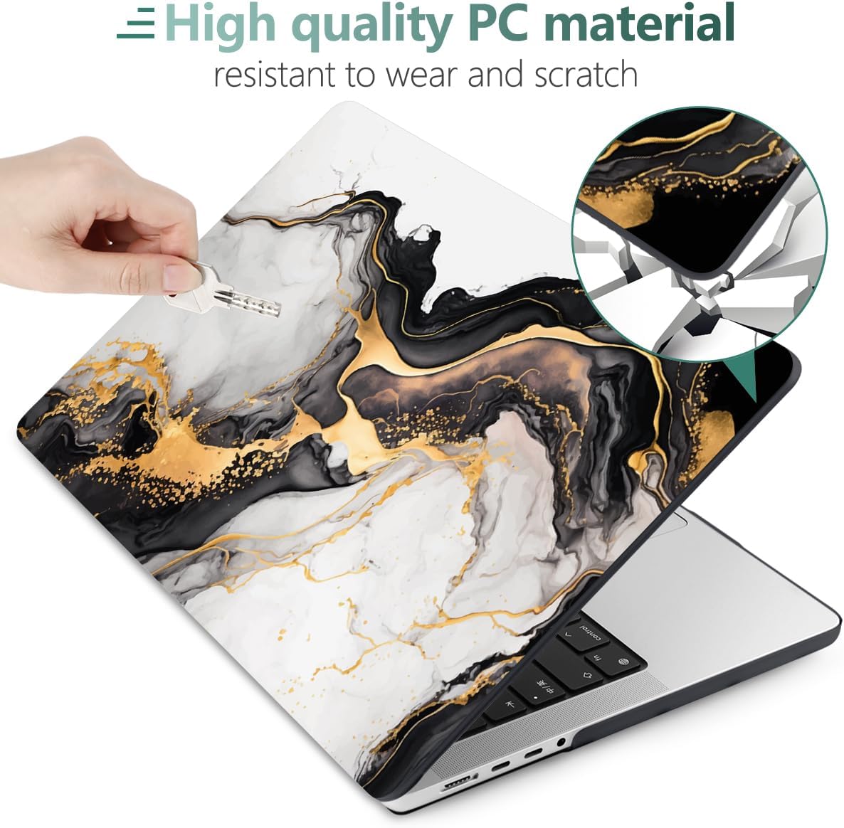 DONGKE for M4 MacBook Pro 16 Inch Case 2024 2023 2021 A3403 A3186 M3 A2991 M2 A2780 M1 A2485 Pro/Max Chip, Plastic Hard Shell Case & Keyboard Cover for Mac Pro 16 with Touch ID, Abstract Marble