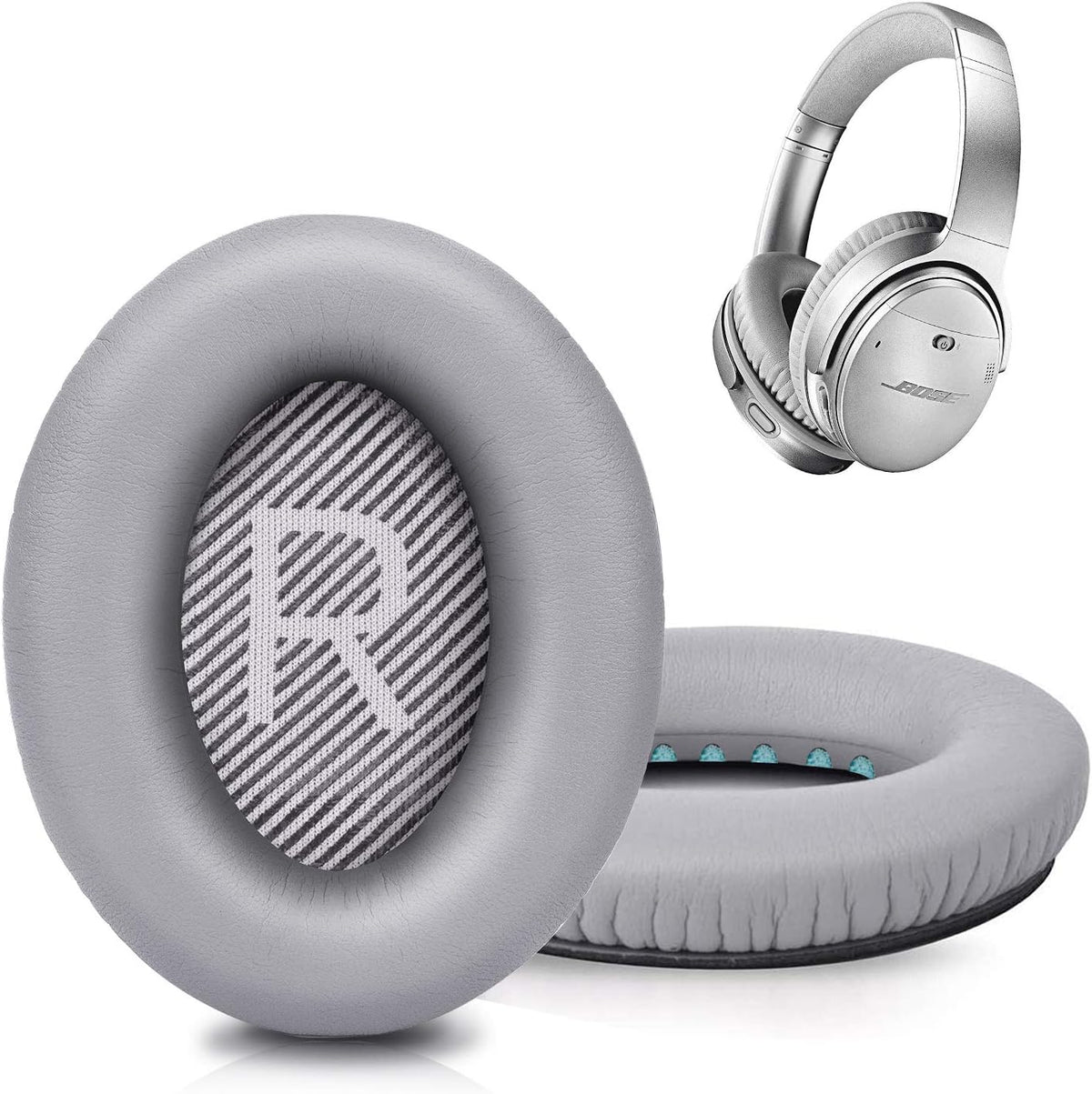 Premium Replacement Ear Pads for Bose QC35 & QC35ii Headphones Made by GEVO- Comfortable Adaptive Memory Foam and Extra Durable - Fits QuietComfort 35 & 35ii / SoundLink 1&2 AE（Over-Ear） (Silver)