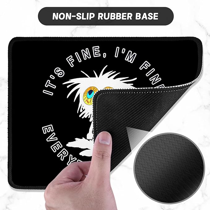ITNRSIIET Mouse Pad with Stitched Edge Premium Textured Smooth Precise Operation Waterproof Washable Non-Slip Rubber Base Desktop Protection Mat, 10.2×8.3×0.12 inches, Funny Cat