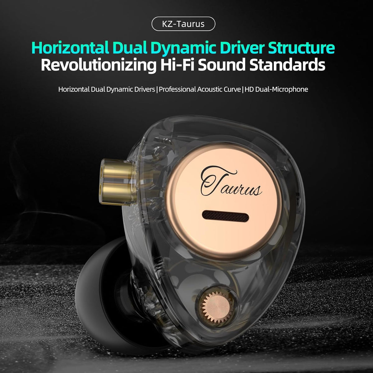 KZ Taurus in Ear Monitor Headphones, Horizontal 2DD Gaming IEM Earbuds Wired in Ear Headphones, Noise Cancelling Ear Buds Sound Localization in-Ears for Singers Musicians Audiophiles