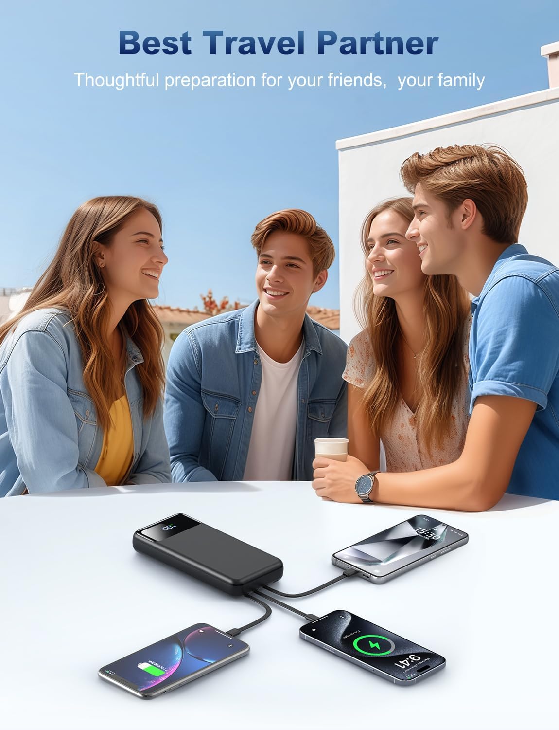 Portable Charger Power Bank 50000mAh Battery Pack, 22.5W Fast Charging PowerBank with Built in Cables,Travel Camping Essential USB-C Portable Phone Charger for iPhone Samsung Pixel Android iPad