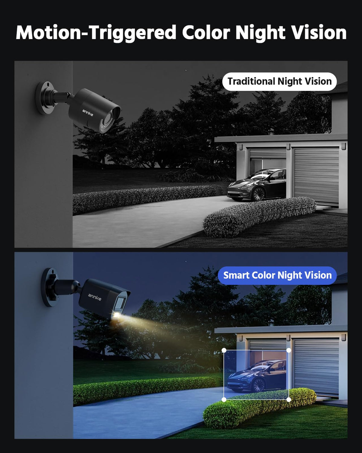 ANNKE 8CH H.265+ 3K Lite Wired Security Camera System with AI Human/Vehicle Detection, 4 x 1920TVL 2MP CCTV IP67 Cameras with Smart Dual Light