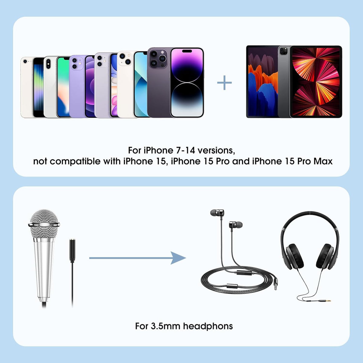 Mini Microphone for iPhone iPad Small ASMR Tiny Microphone for Voice Video Recording Singing, Vlogging, Podcasting YouTube (1 PCS Blue)