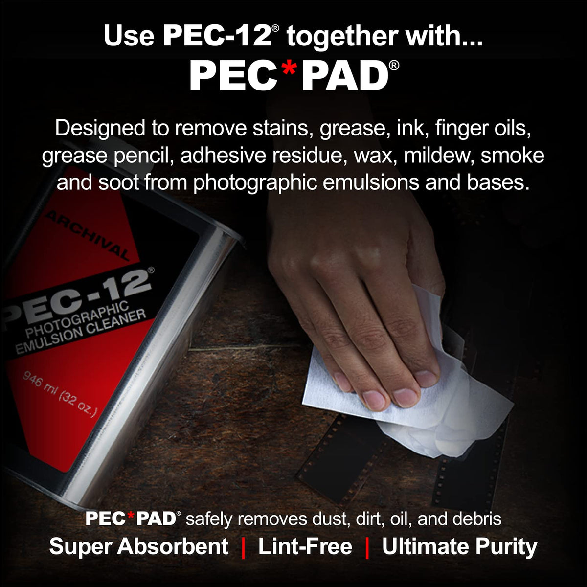 PEC-12 Photographic Emulsion Cleaner - Fluid for Removal of Non-Water Based Stain, Grease & Ink from Emulsions and Bases - Photographers Choice