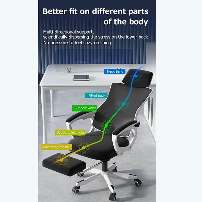 Ergonomic Gaming Chair Comfortable and Breathable Office Chair Height Adjustable Computer Chair with Footstool Xiaoyao Function(BlackBlue_with)