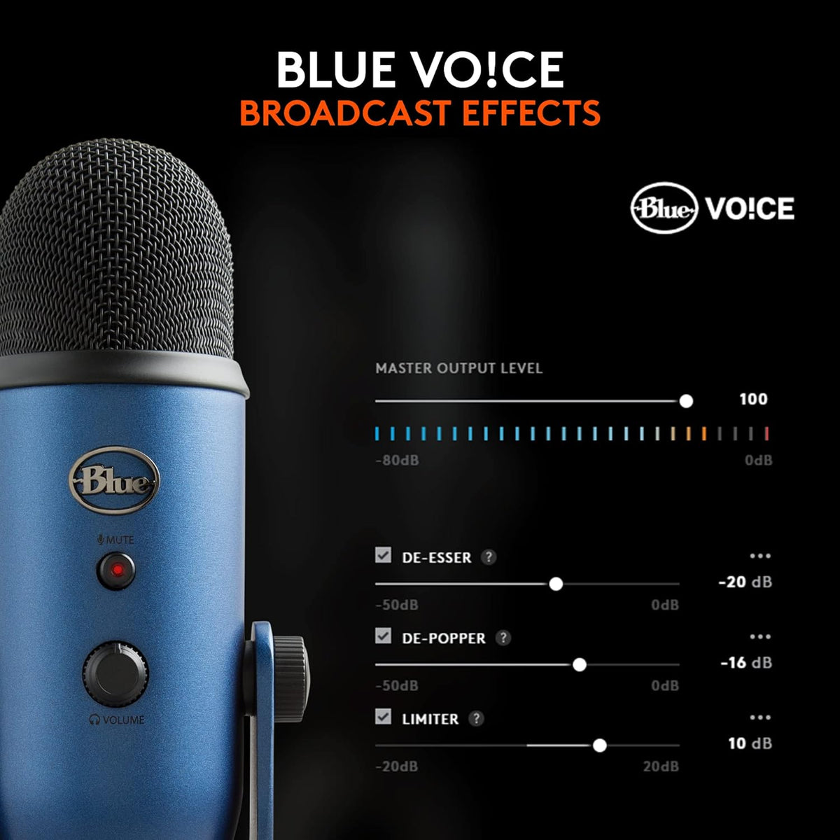 Logitech Creators Blue Yeti USB Microphone for Gaming, Streaming, Podcast, YouTube, Discord, PC, Studio Sound, Plug & Play-Midnight Blue