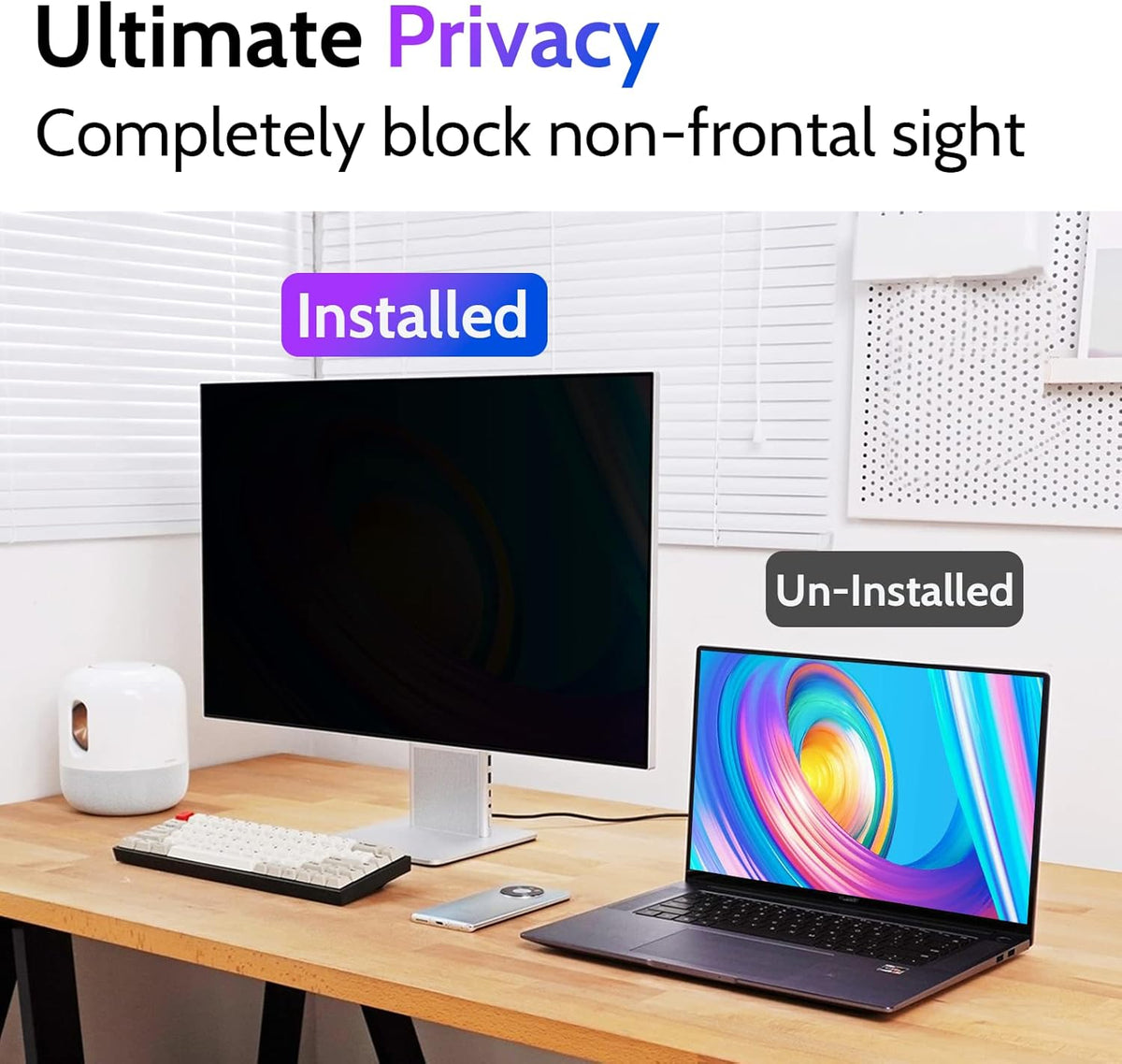 Computer Privacy Screen 27 Inch for 16:9 Widescreen Monitor, Removable 27inch Anti Blue Light Anti Glare Monitor Privacy Filter Shield (23 9/16" x 13 1/4")