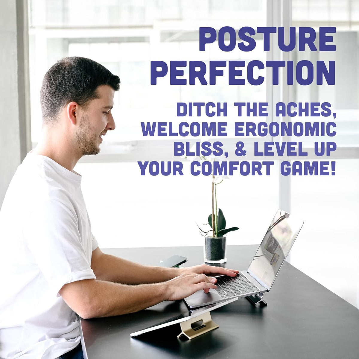 Steepy Adjustable Laptop Stand - 3 Heights, Portable & Compact - Laptop Riser for Desk & Home - Adjustable Height