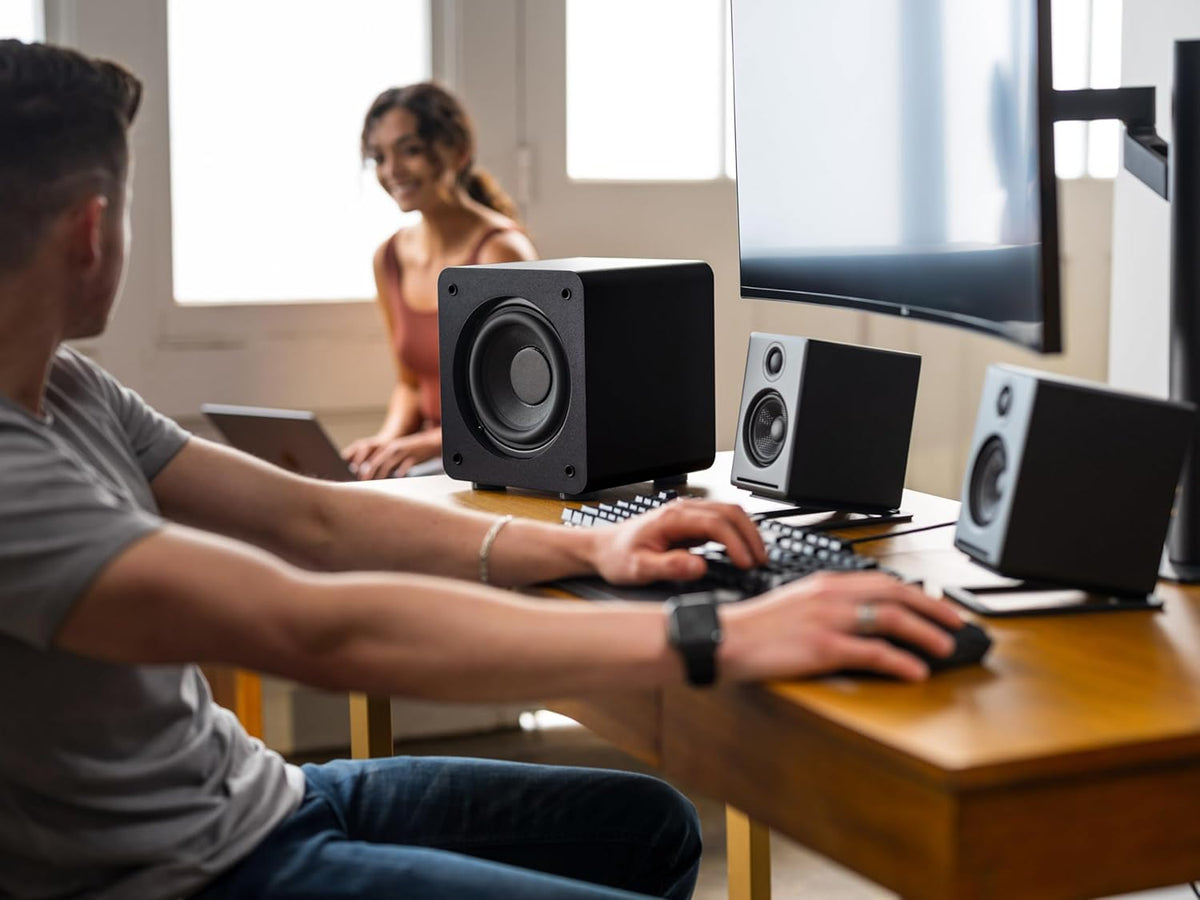 Audioengine S6 210W Compact Powered Mini Subwoofer- Powerful Bass in a Small Package - Great for Desktops, Apartments, Offices and Gaming Setups