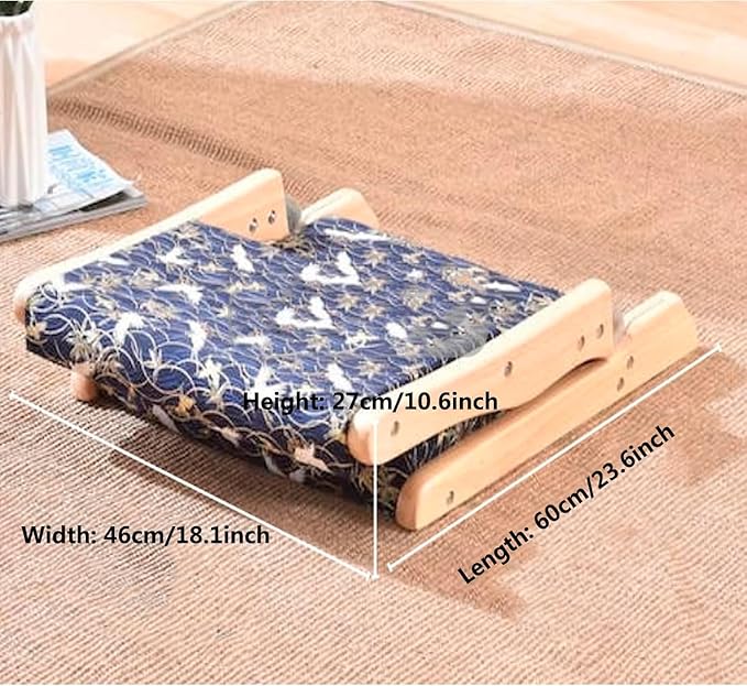 BTZHY Floor Chair Japanese Legless Chair Seat with Back Support FoldableWood Folding Floor ChairHome Bay Window Lazy Backrest Chair Meditation Floor Seating for Living Room(C)