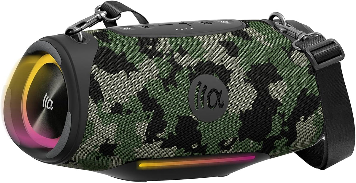 Portable Bluetooth Speaker 80W RMS,120W Peak Loud Subwoofer Wireless Stereo with HD Sound,8H Playtime IPX7 Waterproof for Party cmaping Beach (CAMO-80W RMS/120W Peak)