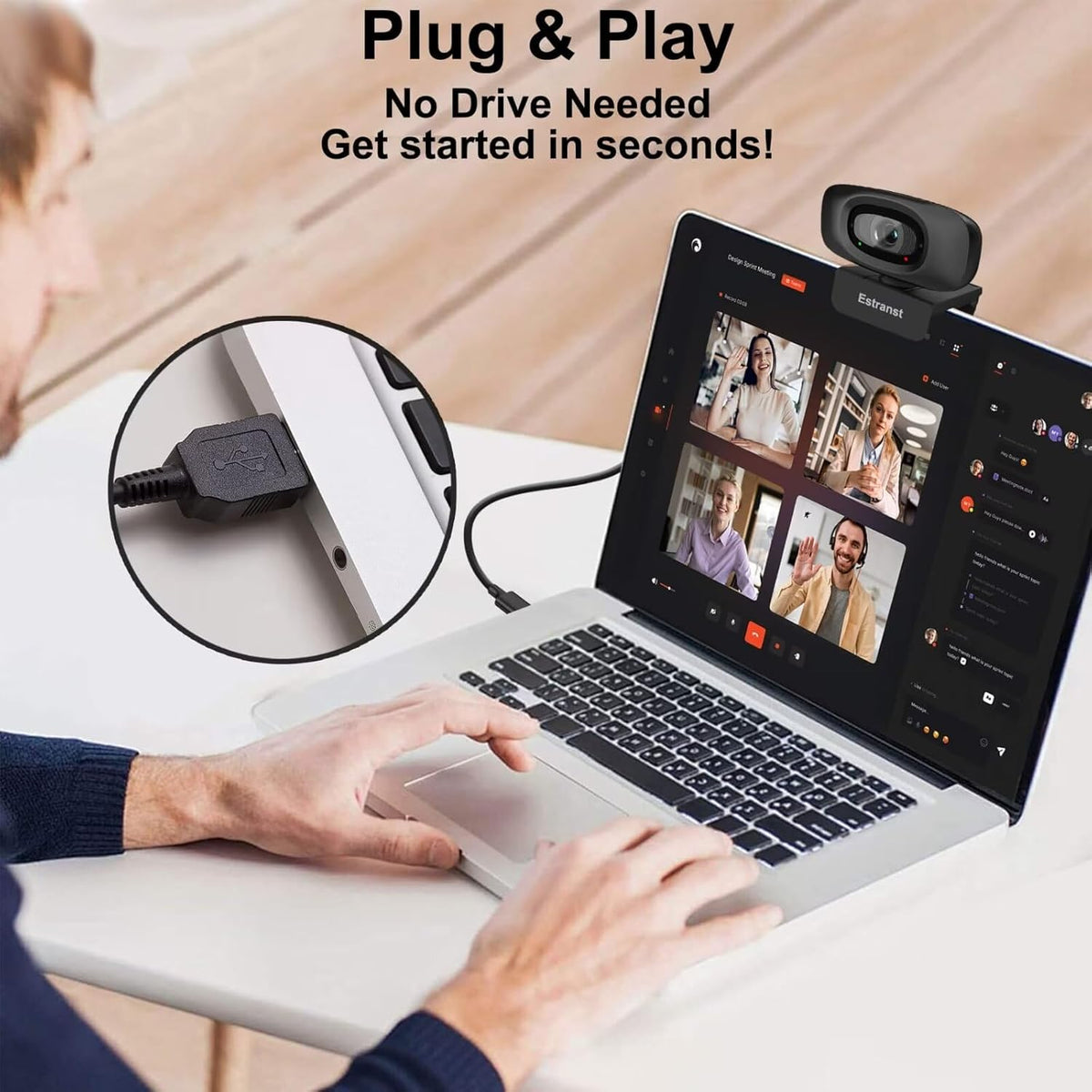 Autofocus 2K Webcam with Privacy Cover & Noise Canceling Microphone, Works with Zoom Teams YouTube Xbox, External Web Computer Camera for Laptop Mac PC Desktop Monitor