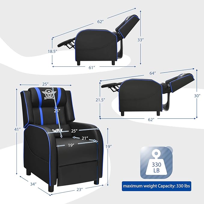 GORELAX Modern Massage Gaming Recliner Chair PU Leather Home Theater Recliner Chairs w/Footrest and Massage Racing Style Sofa Chair for Living Bedroom Gaming Room