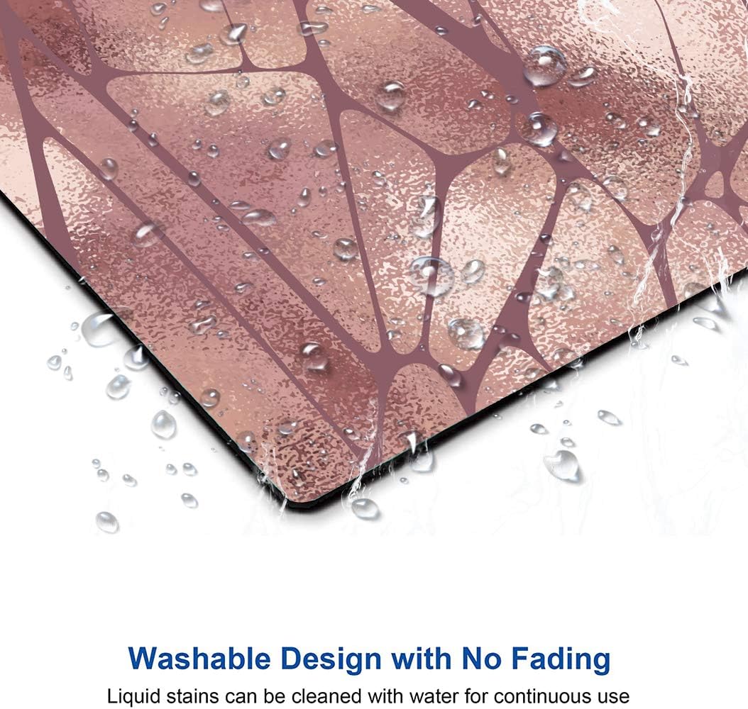 Rose Gold Marble Mouse Pad with Irregular Geometric Design - Gaming Mouse Mat with Waterproof Square Surface, Non-Slip Rubber Base for Office, Home, Laptop, Travel - 9.5"x7.9"x0.12" Inch