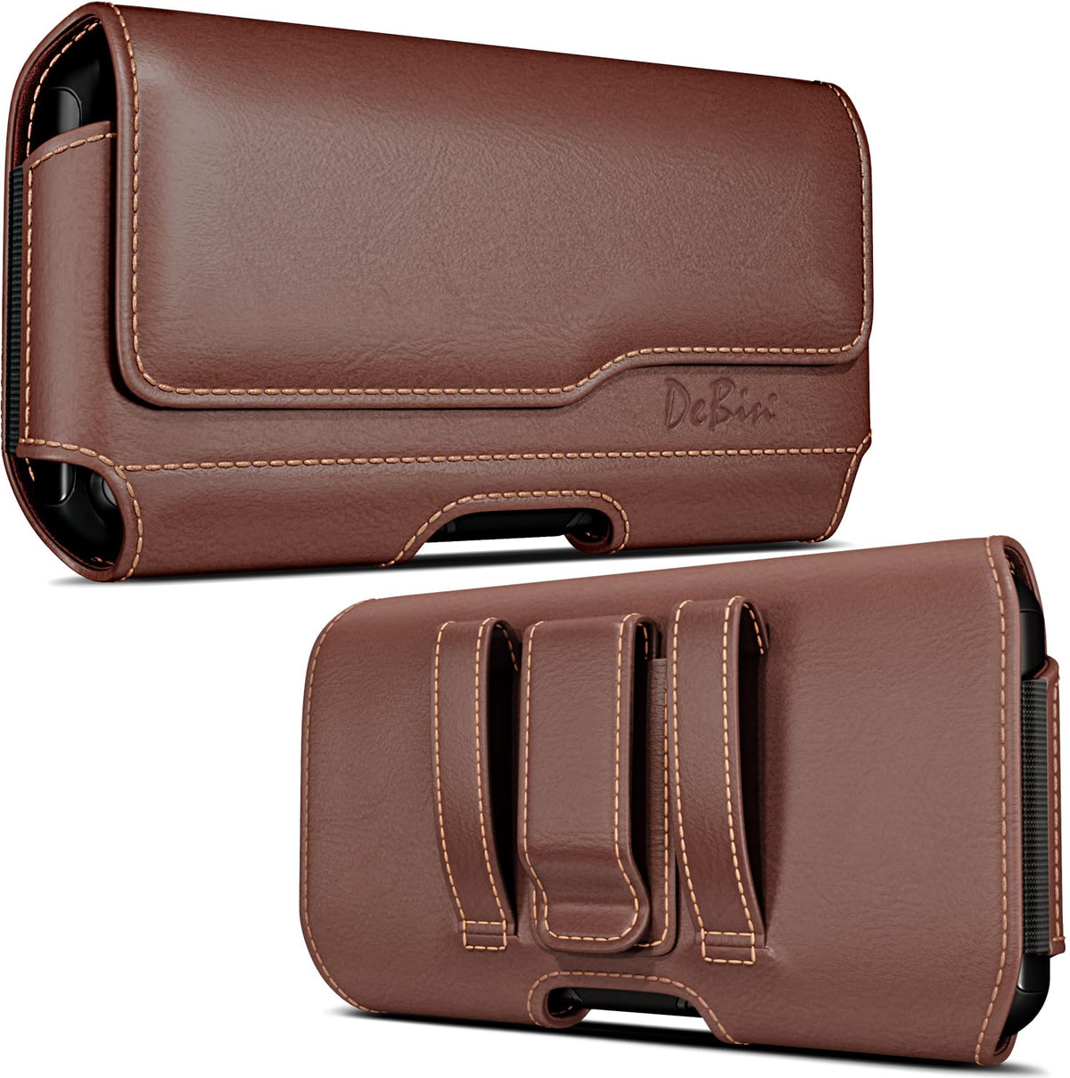 DeBin Case for Galaxy A15 A16 A17 A25 A35 A55 A54 A53 A52 A20 Note 20 10+ S25 FE S24 FE S23 FE, Cell Phone Belt Holder Holster Clip Pouch Cover (Fits Samsung Phone with Otterbox Case) Brown