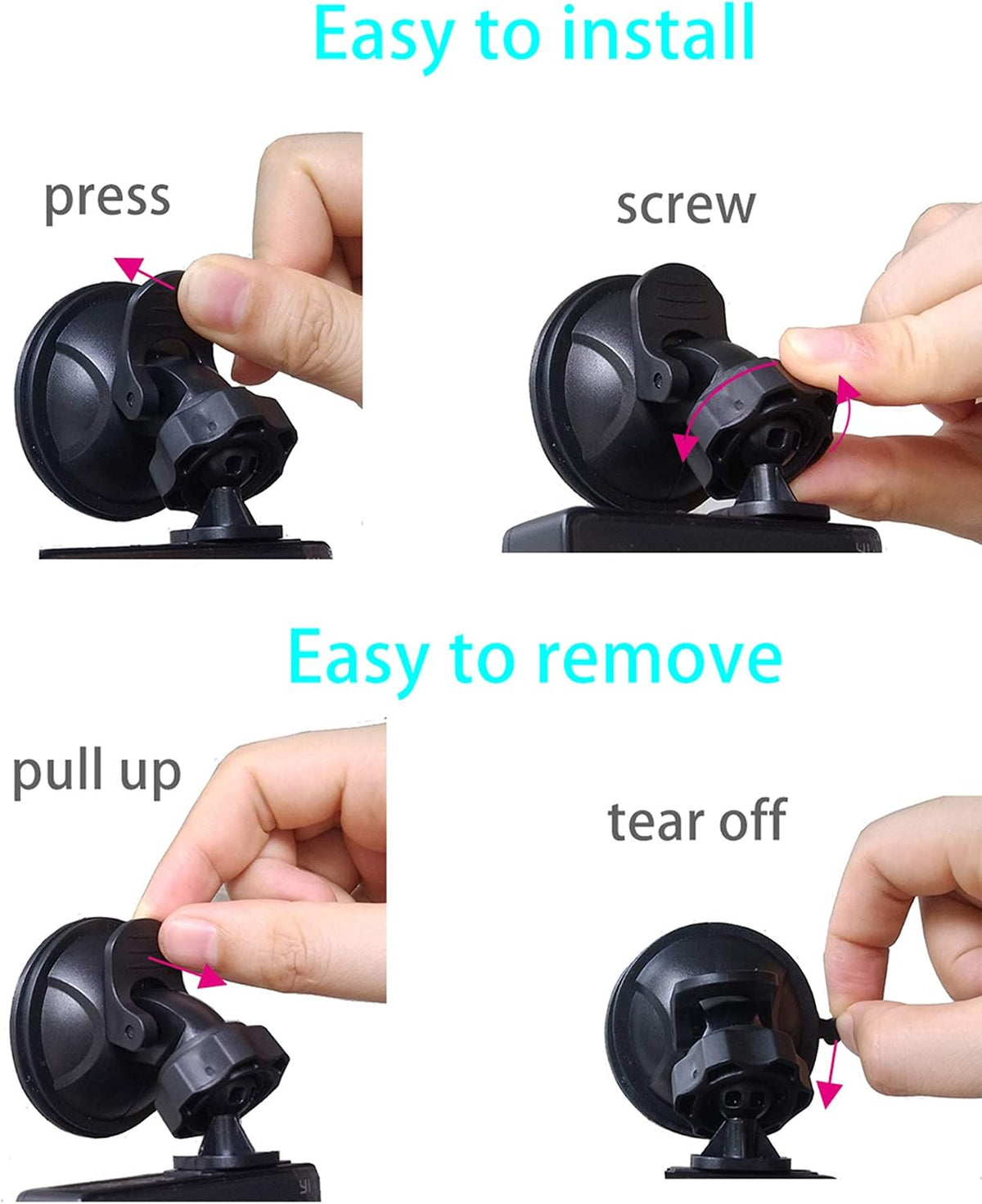 Glucrean 2 Dash Cam Mount Compatible with ORSKEY/BOOGIIO/Apexcam/Ajvvf Dashcam, Suction Cup Mount Easy to Install