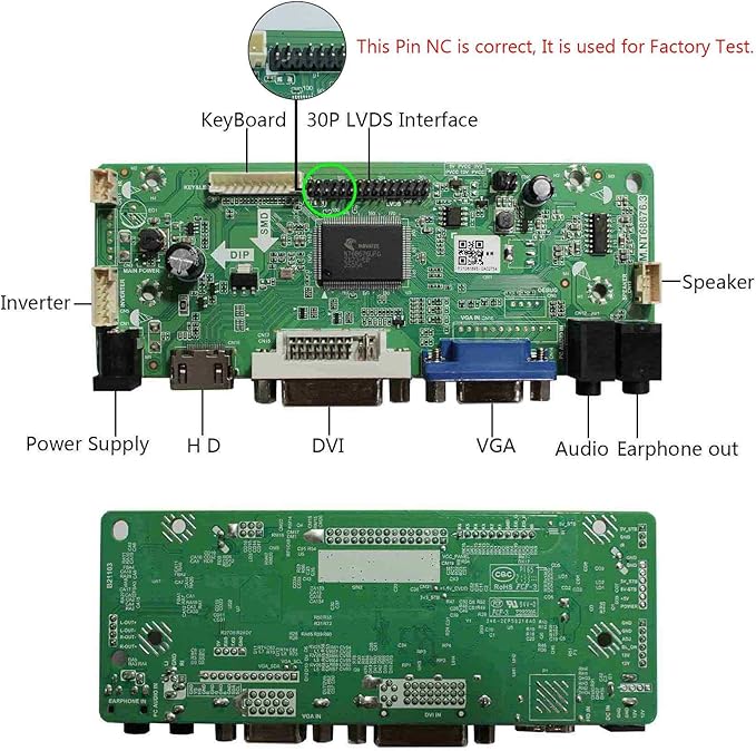 VSDISPLAY DVI VGA Audio LCD Controller Board 68676.3 Work for 19 1600x900 M195RTN01.0 M195RTN01.1 30 Pin LVDS Interface WLED Backlight LCD Screen