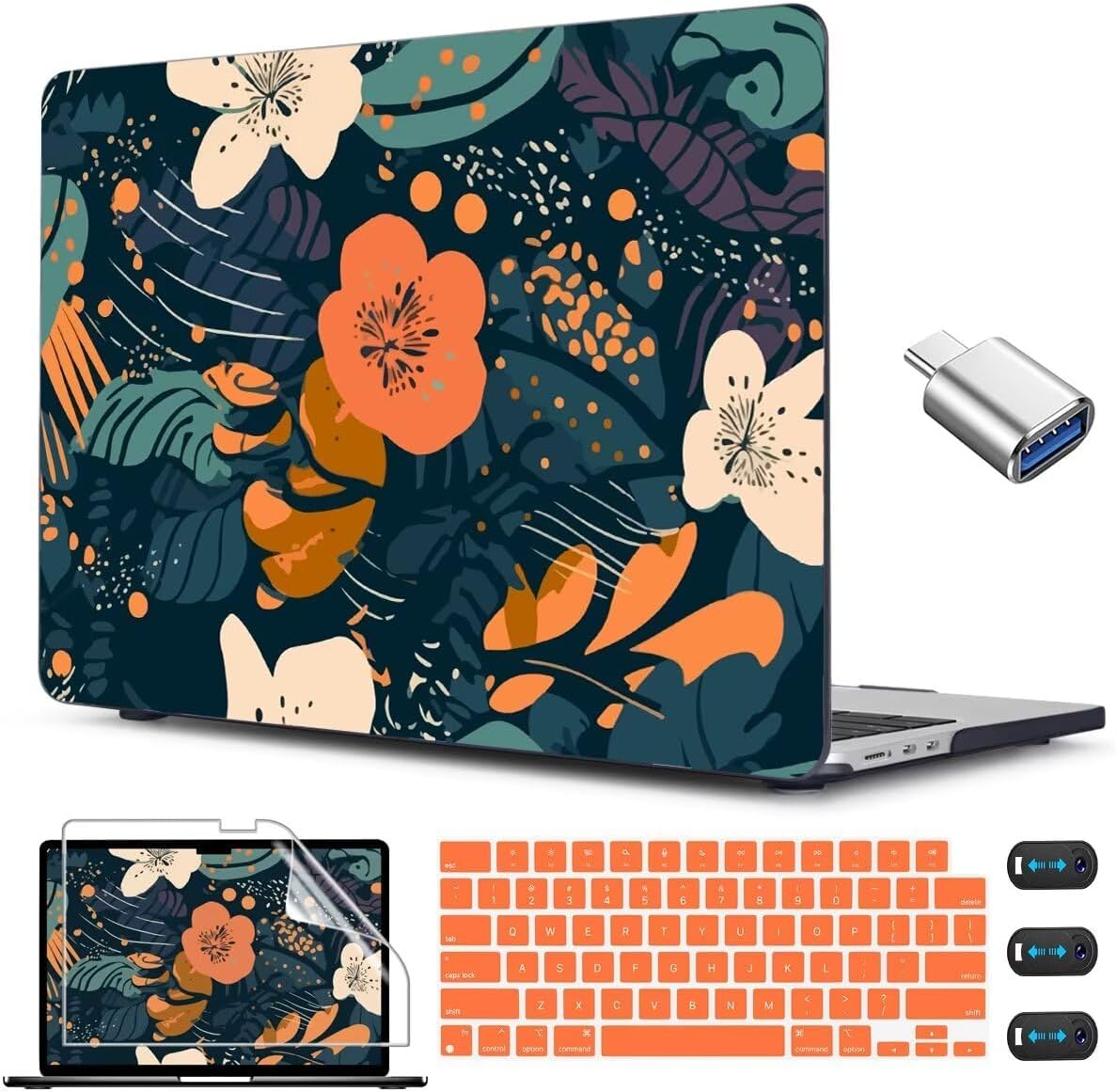 CISSOOK Compatible with MacBook Air 13.6 inch Case 2025 2024 2023 2022 Release M4 M3 M2 Chip, Plastic Flowers Hard Shell Keyboard Cover for MacBook Air 13.6 inch Case A3240 A3113 A2681, Little Flower
