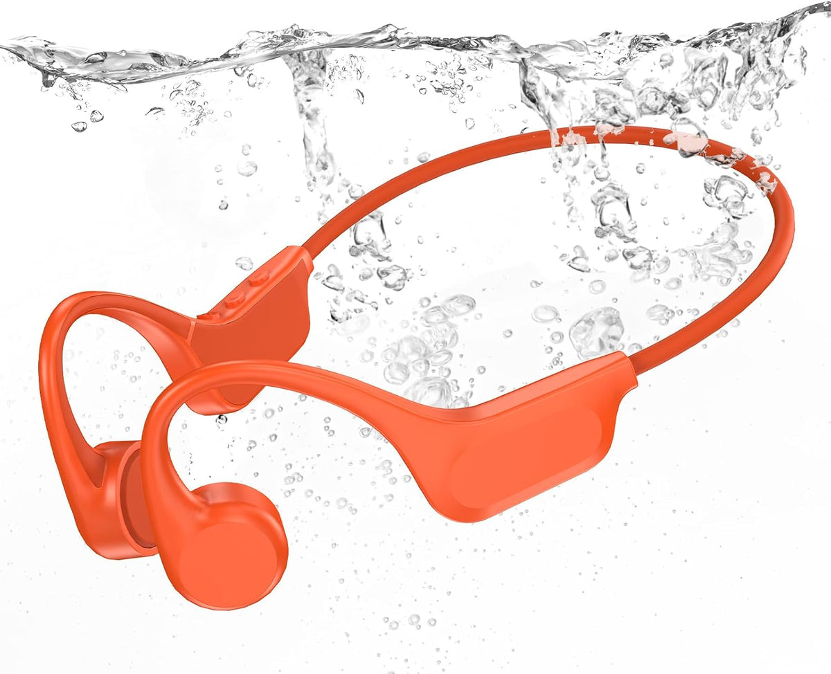 Headphones-SwimBeats,IP68 Swimming 32GB MP3 Swimming/Surfing/Marathon/Cycling(Orange Bone Conduction Bluetooth