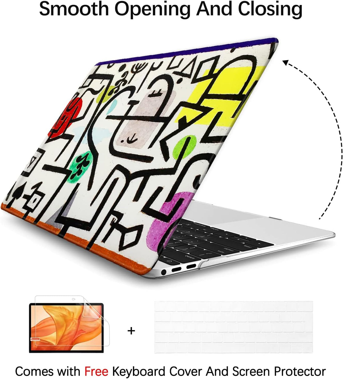 Berkin Arts Compatible with MacBook Air 13 inch Cover, 2022-2018 Release A2179/A2337 M1 with Touch ID with Keyboard Cover & Screen Protector Naive Art (Picture of A Journey by Paul Klee)